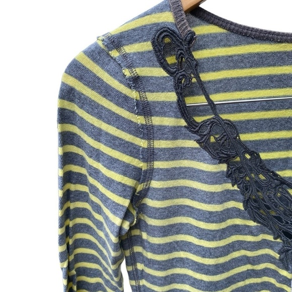 Free People Yellow/Gray Striped Call Back Henley Top I Size: S - Picture 6 of 12